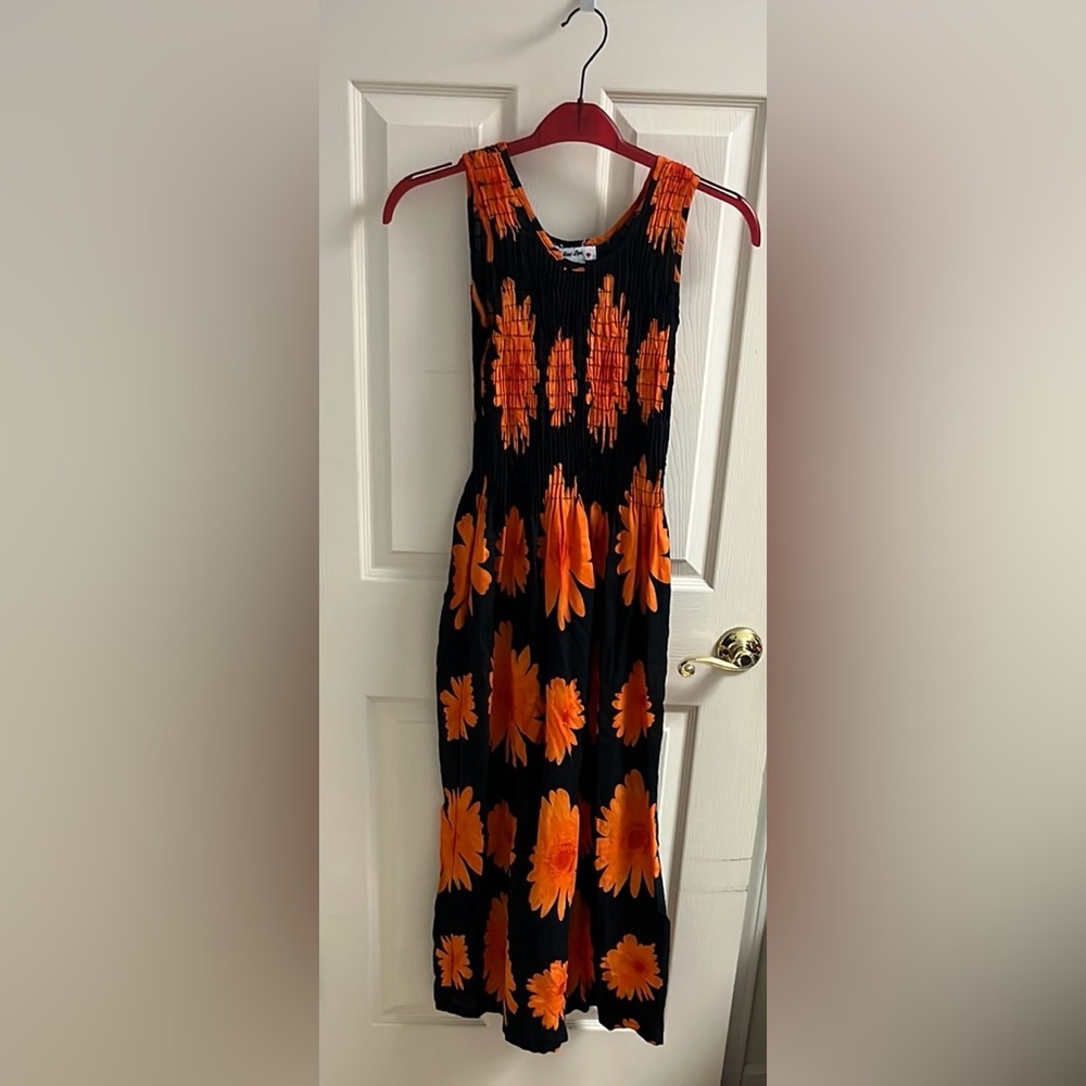 Just Love maxi dress 2X, black/orange, excellent preowned condition